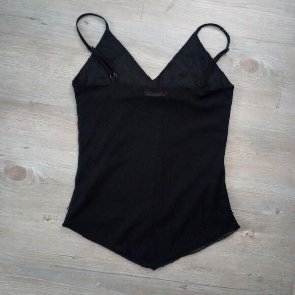 Y2K Sheer Black Beaded Sequin Mesh Fairy Top - Picture 3 of 4